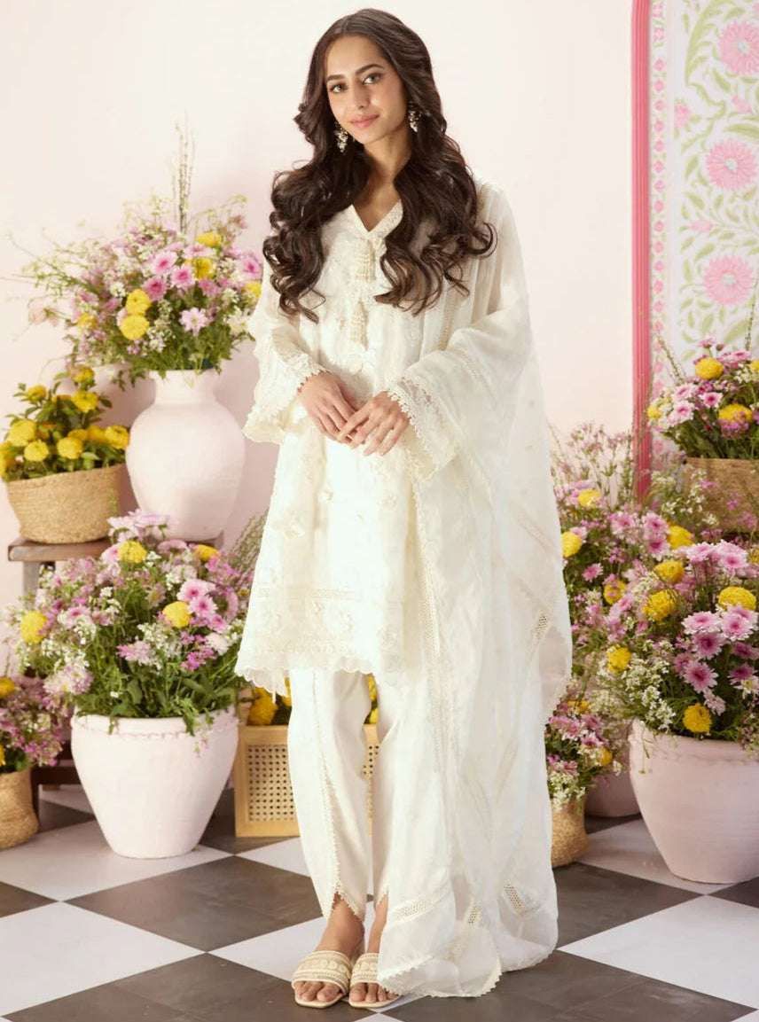 Elya Organza Uma Ivory Kurta